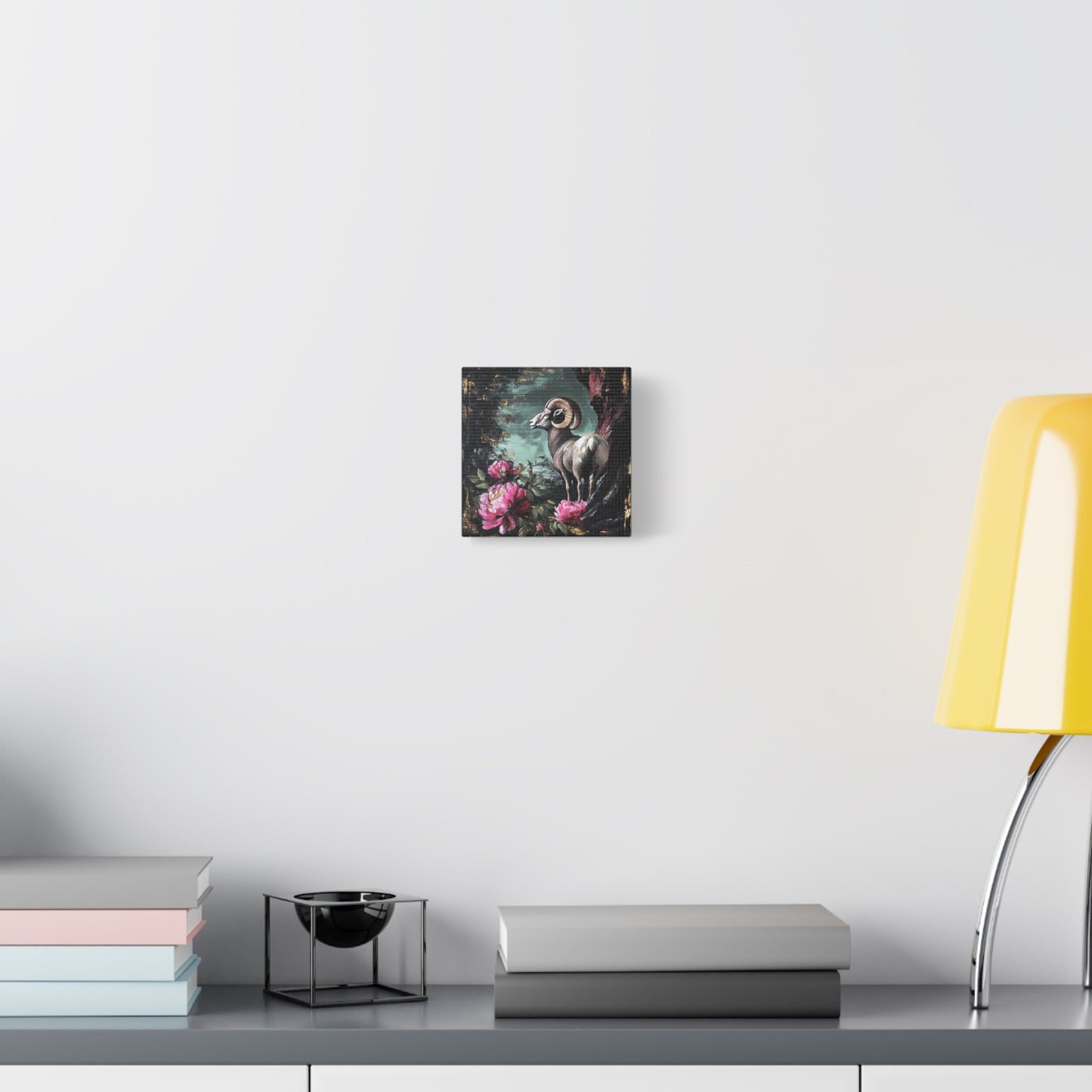 Bighorn Ram Canvas Wall Art | Wild Floral Matte Print