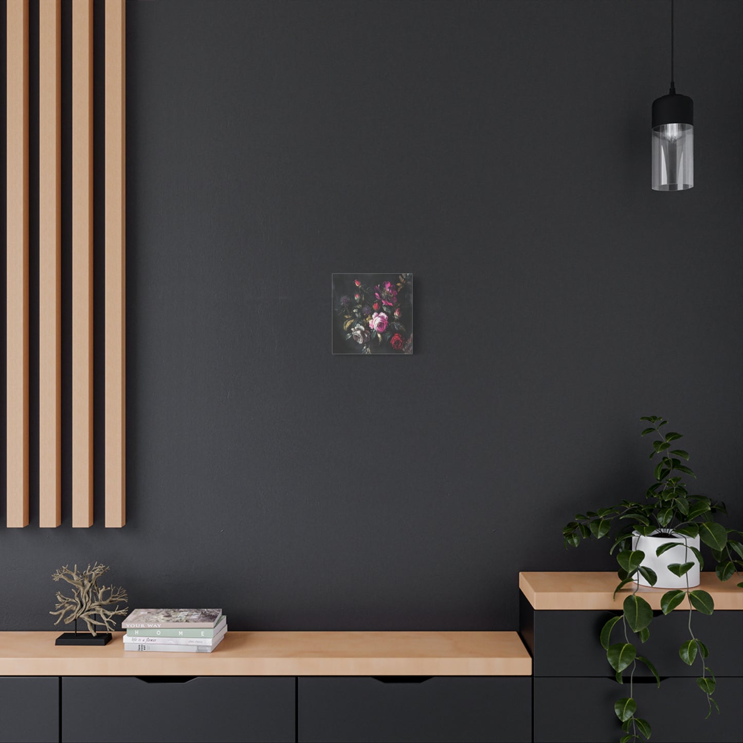 Vintage Dark Floral — Romantic Rose Bouquet Canvas Wall Art
