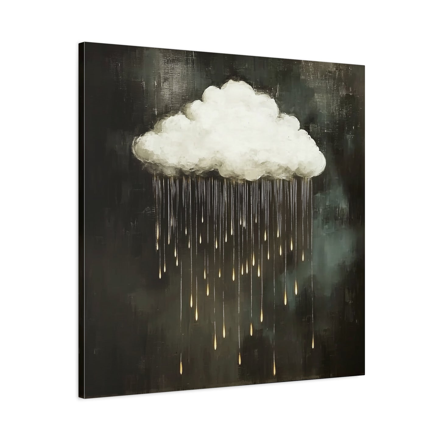Dream Cloud — Gold Raindrops Canvas Wall Art