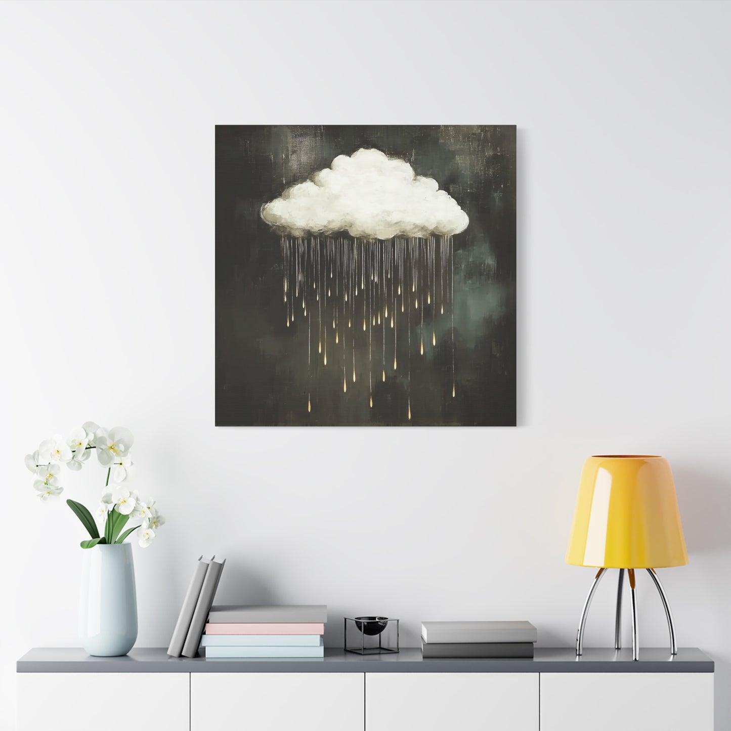 Dream Cloud — Gold Raindrops Canvas Wall Art