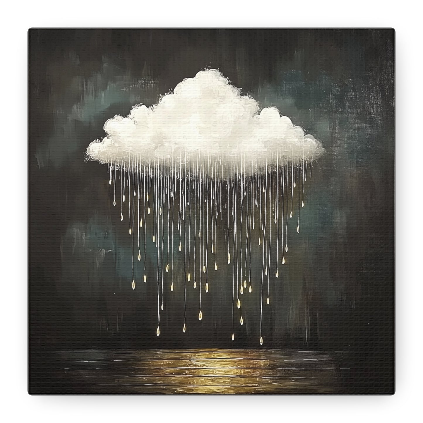 Golden Rain Cloud Canvas Wall Art | Dreamy Moody Matte Print