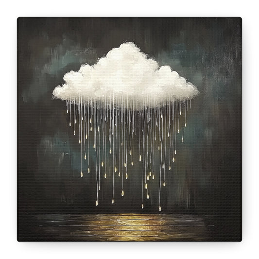 Golden Rain Cloud Canvas Wall Art | Dreamy Moody Matte Print