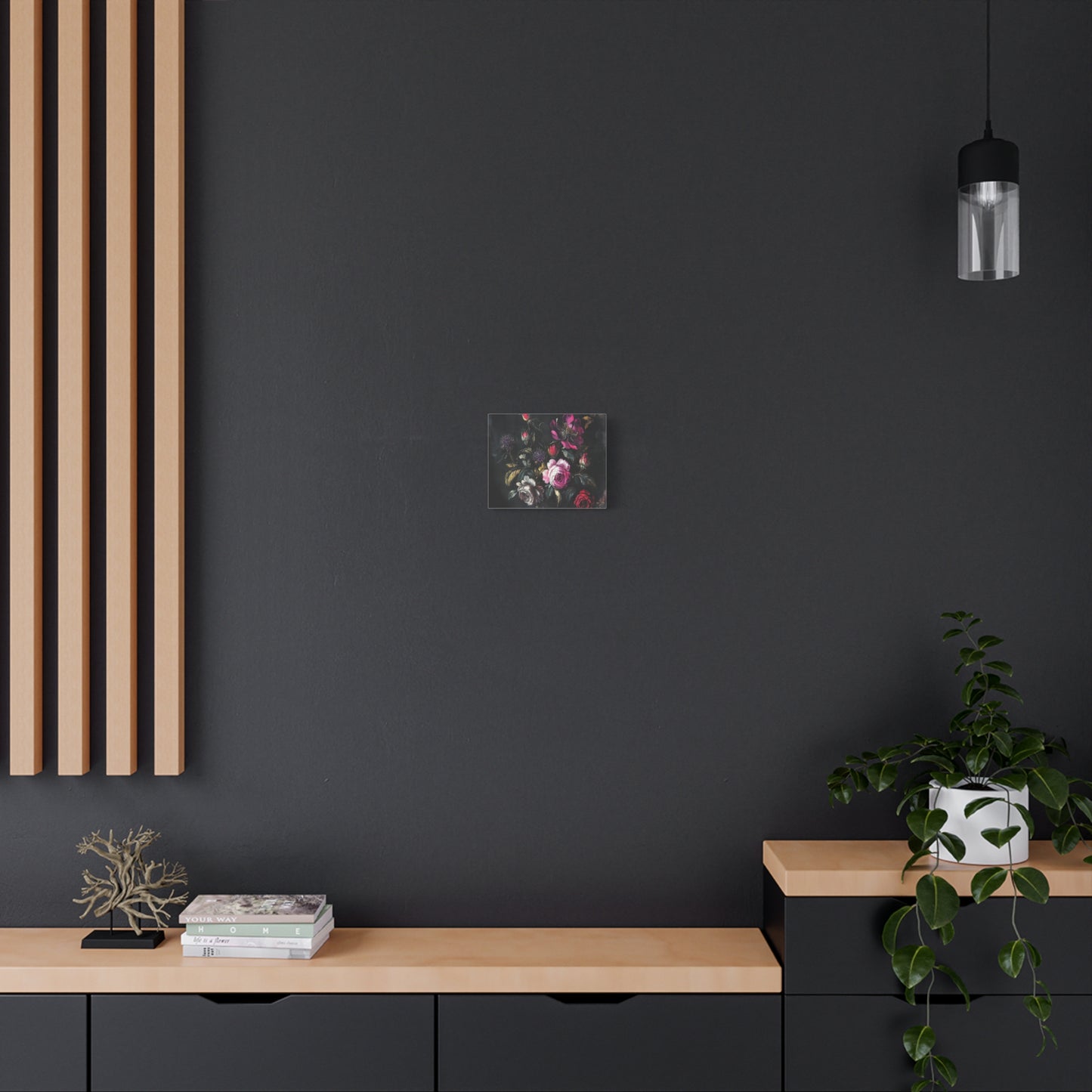 Vintage Dark Floral — Romantic Rose Bouquet Canvas Wall Art