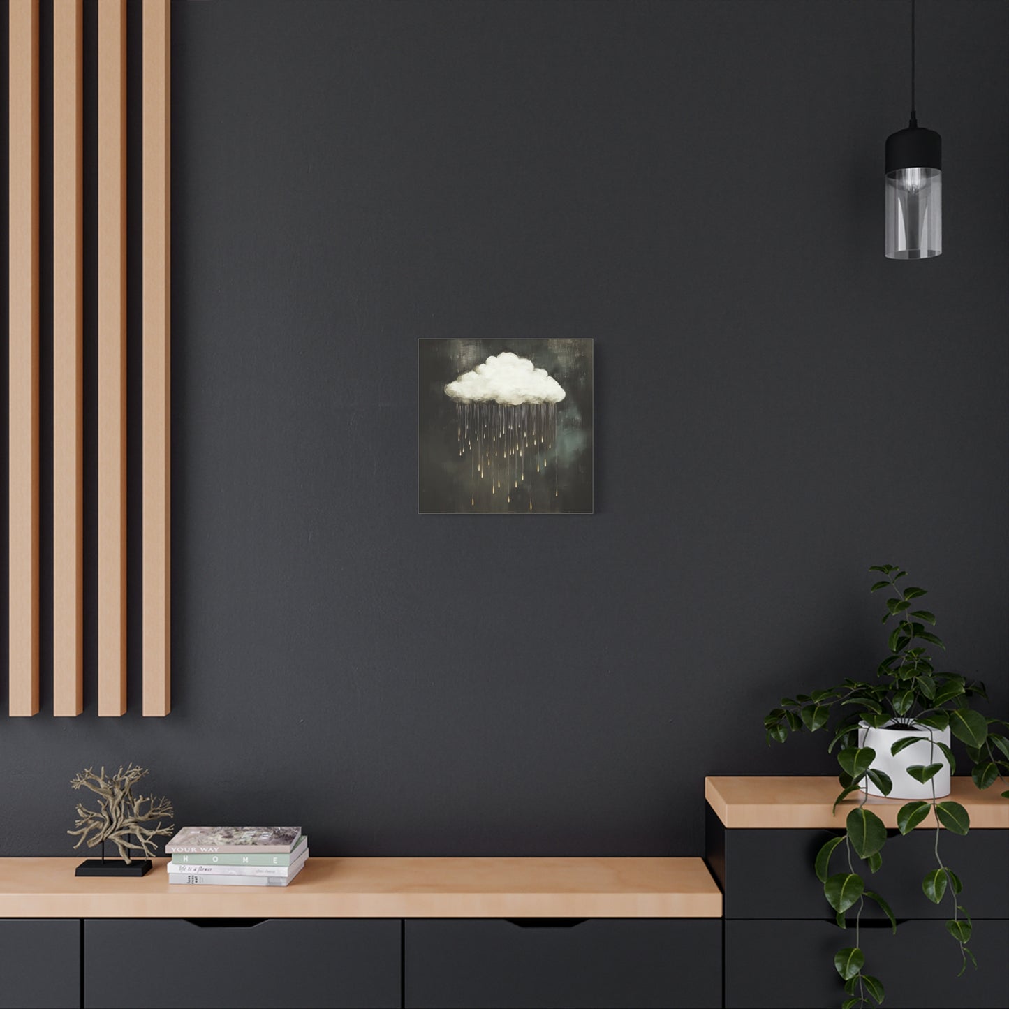 Dream Cloud — Gold Raindrops Canvas Wall Art