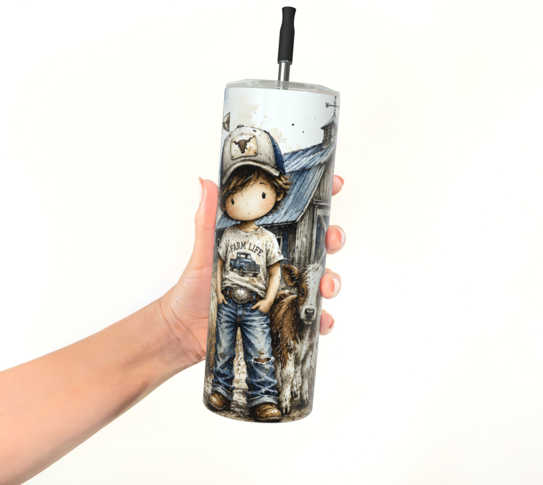 Farm Boy Life Stainless Steel Tumbler | Farmhouse Kids Drinkware