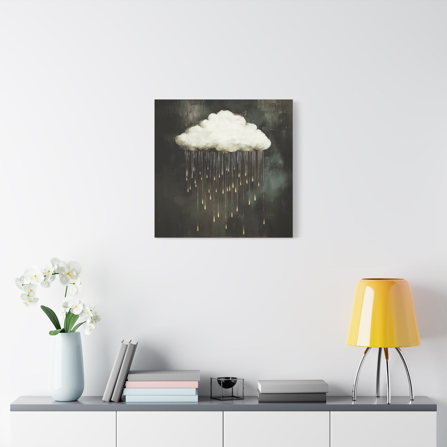 Dream Cloud — Gold Raindrops Canvas Wall Art