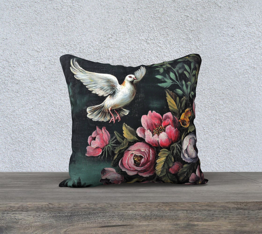 Dove Rose Pillow Case | Faith-Inspired Floral Home Accent