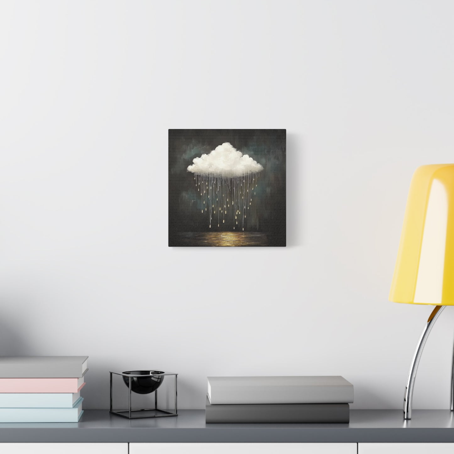Golden Rain Cloud Canvas Wall Art | Dreamy Moody Matte Print