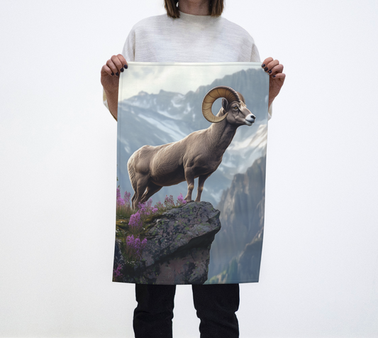 Alaska Dall Sheep Tea Towel | Mountain Wildlife Kitchen Linen