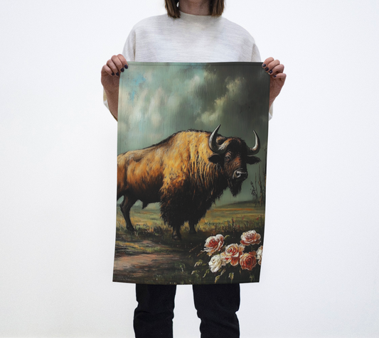 Buffalo & Roses Tea Towel | Farmhouse Kitchen Accent