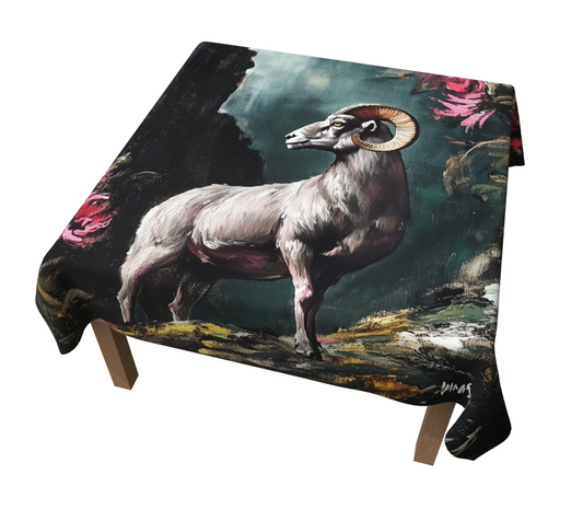 Ram & Roses Tablecloth | Western Farmhouse Table Linen