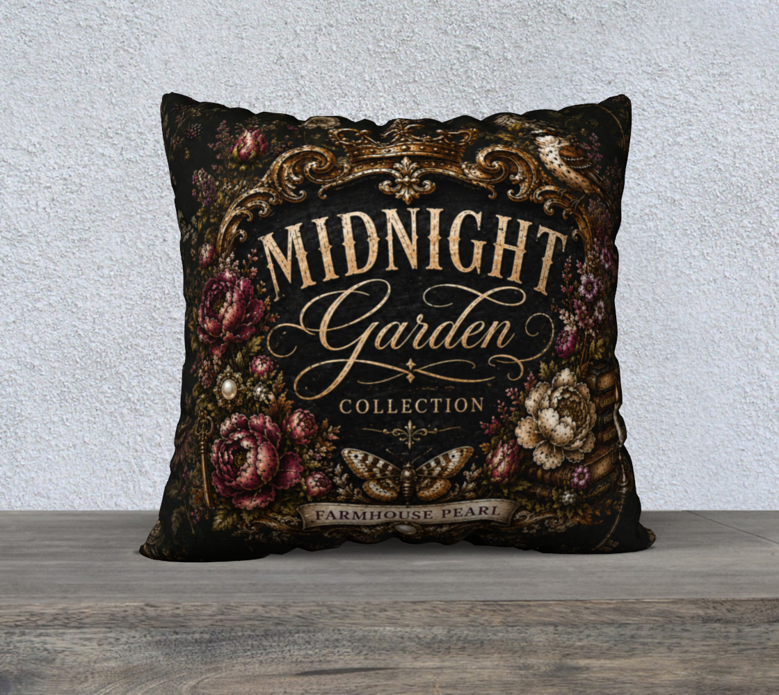 Midnight Garden Collection - Velveteen/Cotton Canvas Pillow Case