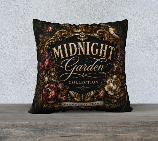 Midnight Garden Collection - Velveteen/Cotton Canvas Pillow Case