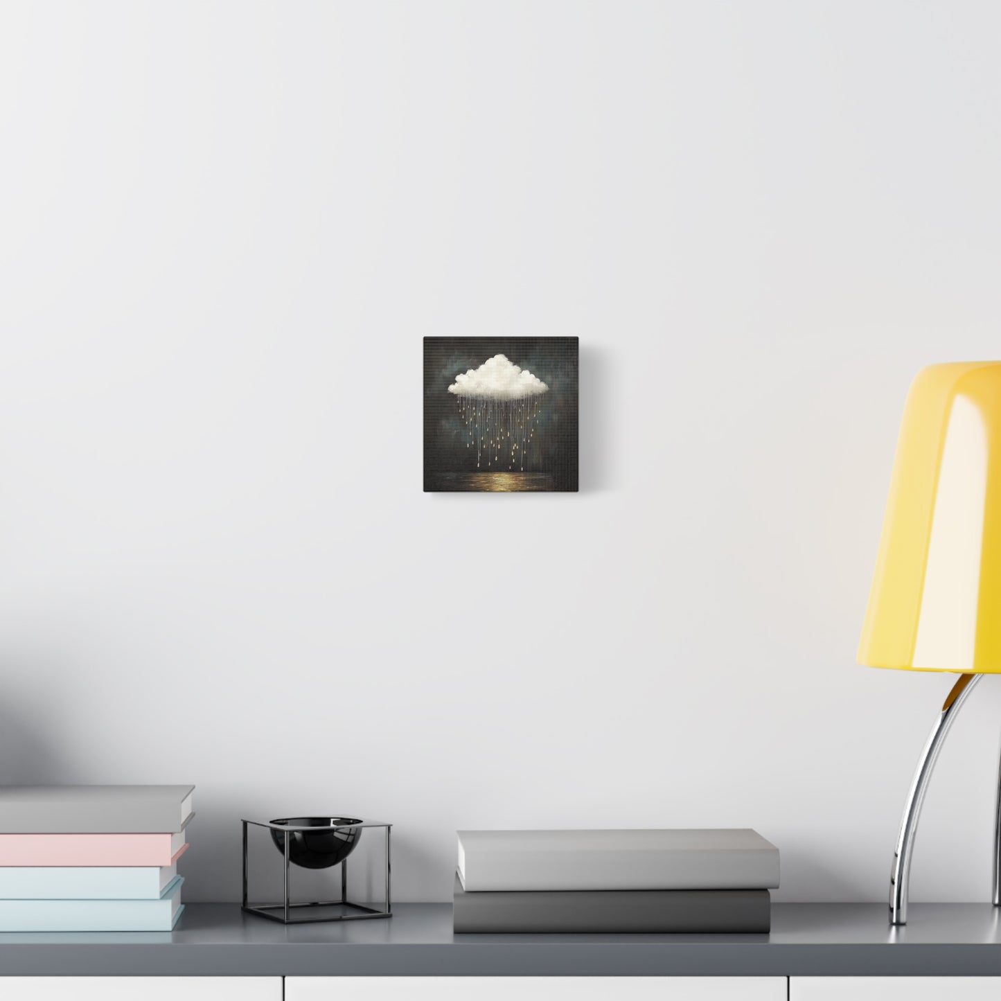 Golden Rain Cloud Canvas Wall Art | Dreamy Moody Matte Print