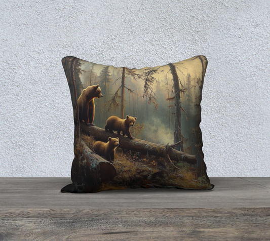 Brown Bear Mom 2 Pillow Case | Alaska Wildlife Home Accent