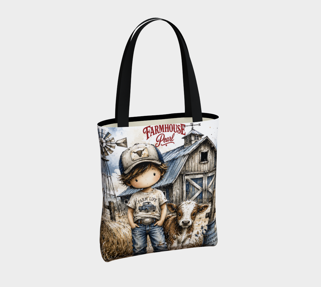Farm Boy Life Tote Bag | Farmhouse Kids Carry-All