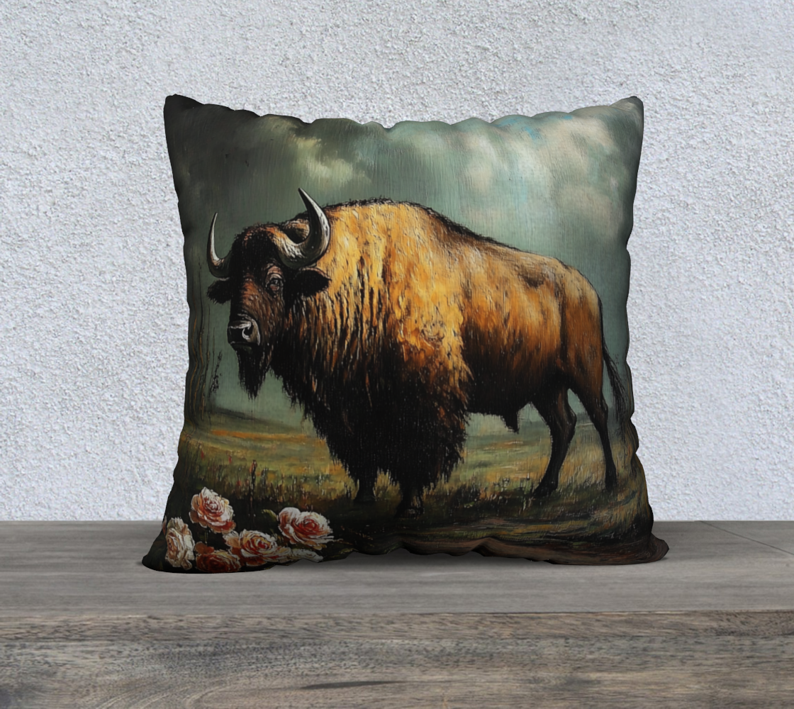 Buffalo & Roses 2 Pillow Case | Western Farmhouse Home Accent