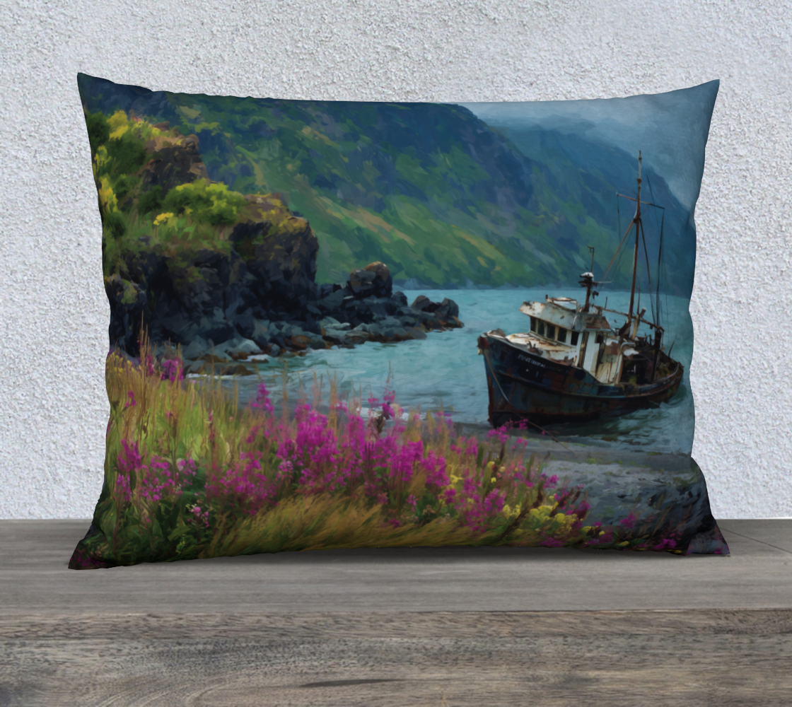 Old Fishing Boat Pillow Case | Alaska Coastal Home Accent