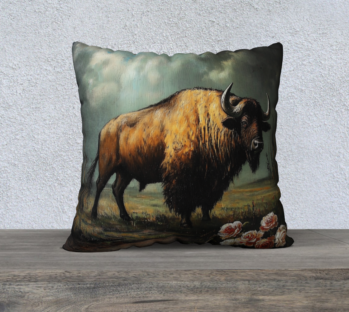 Buffalo & Roses 2 Pillow Case | Western Farmhouse Home Accent