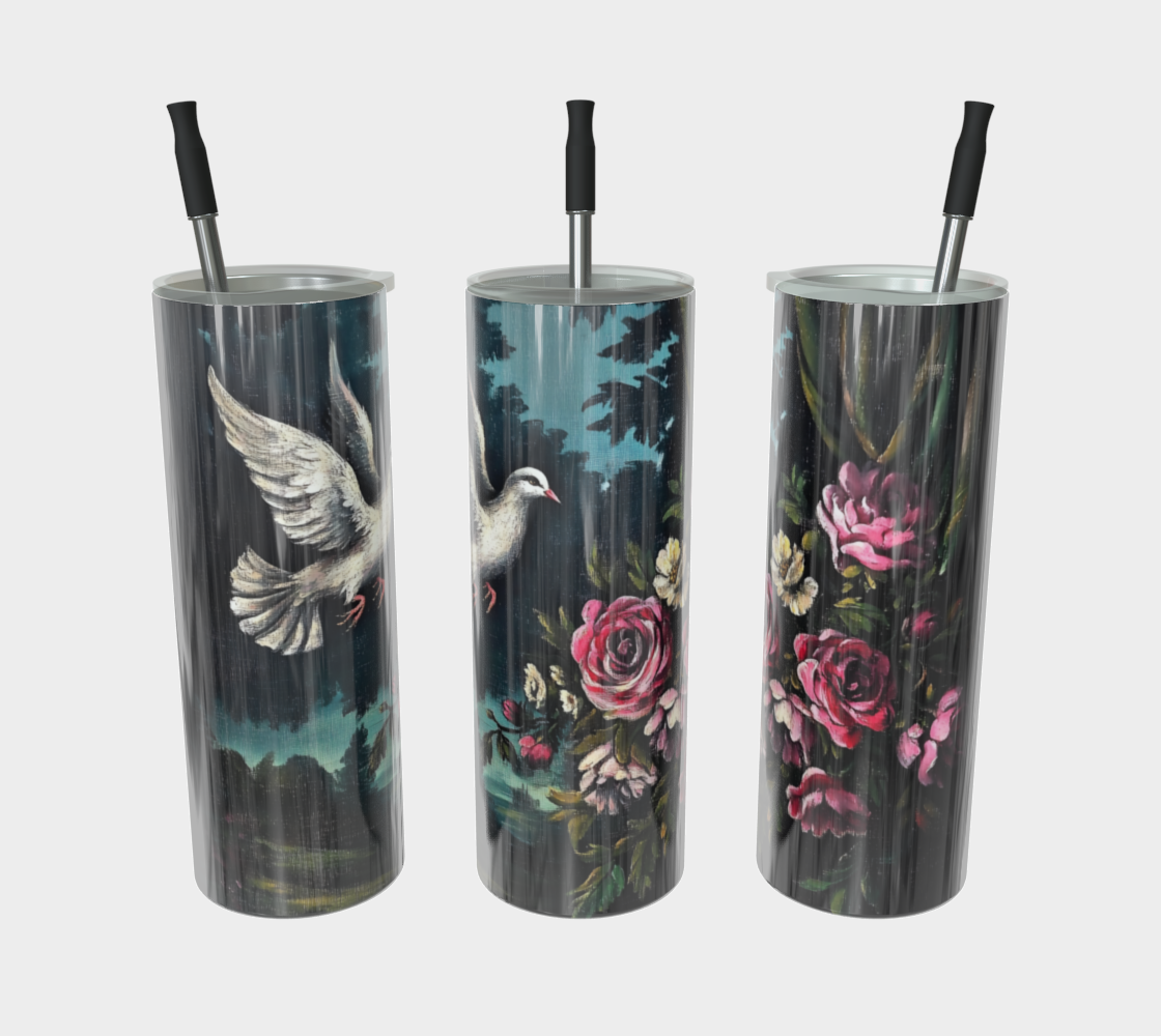 Dove & Roses Branch Stainless Steel Tumbler | Faith-Inspired Farmhouse Drinkware