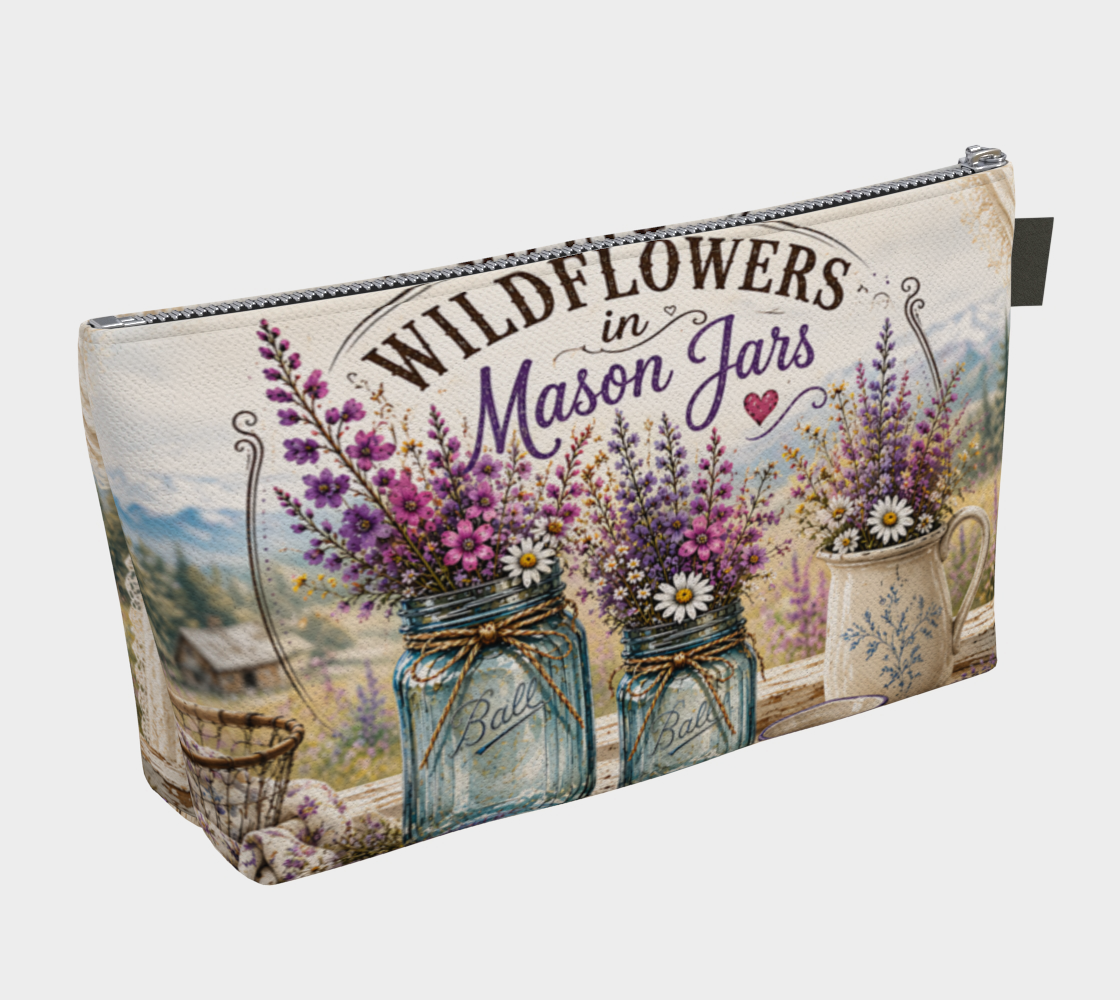 Wildflowers in Mason Jars Makeup Bag