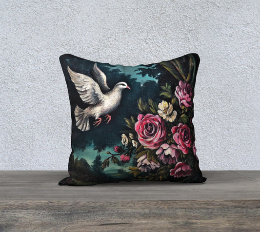 Dove Rose 2 Pillow Case | Faith-Inspired Floral Home Accent