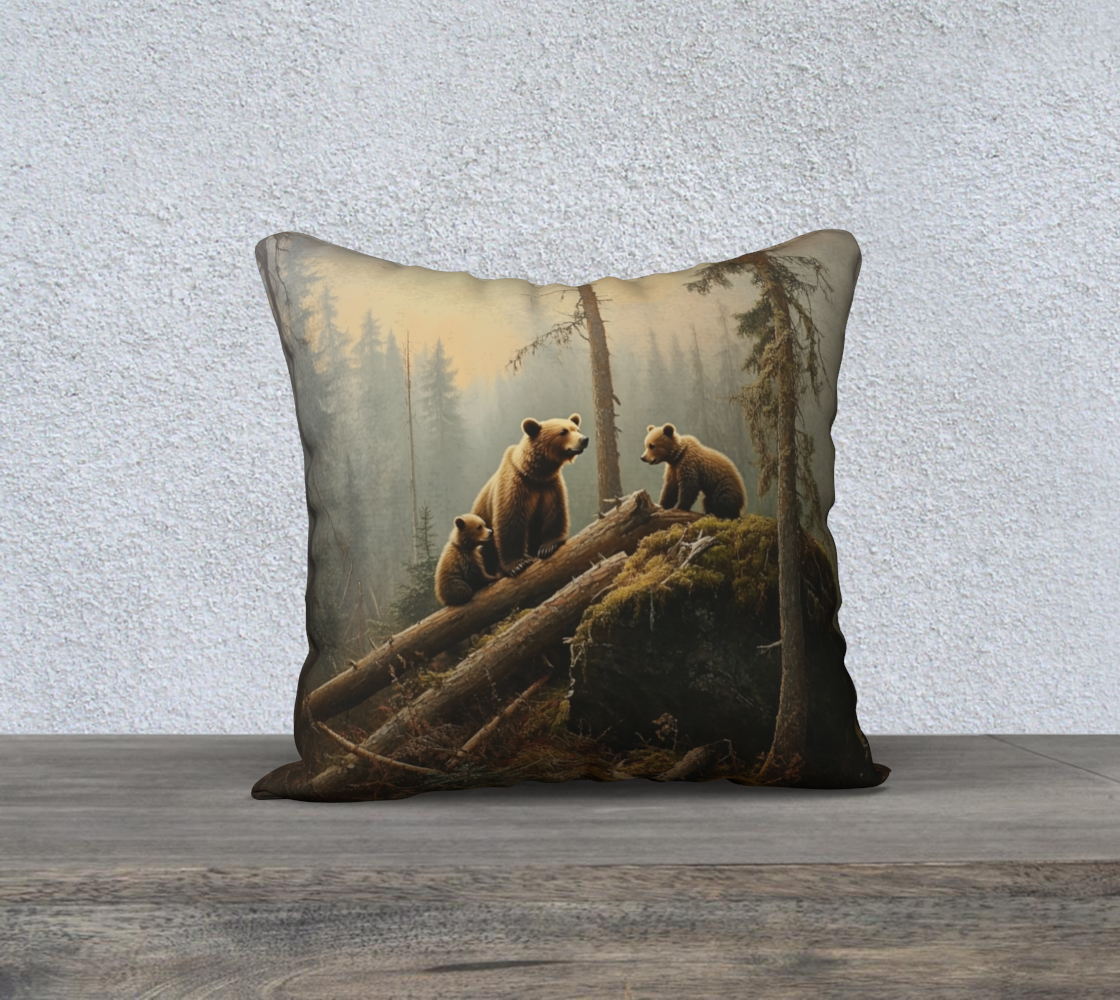 Brown Bear Mom Pillow Case | Alaska Wildlife Home Accent