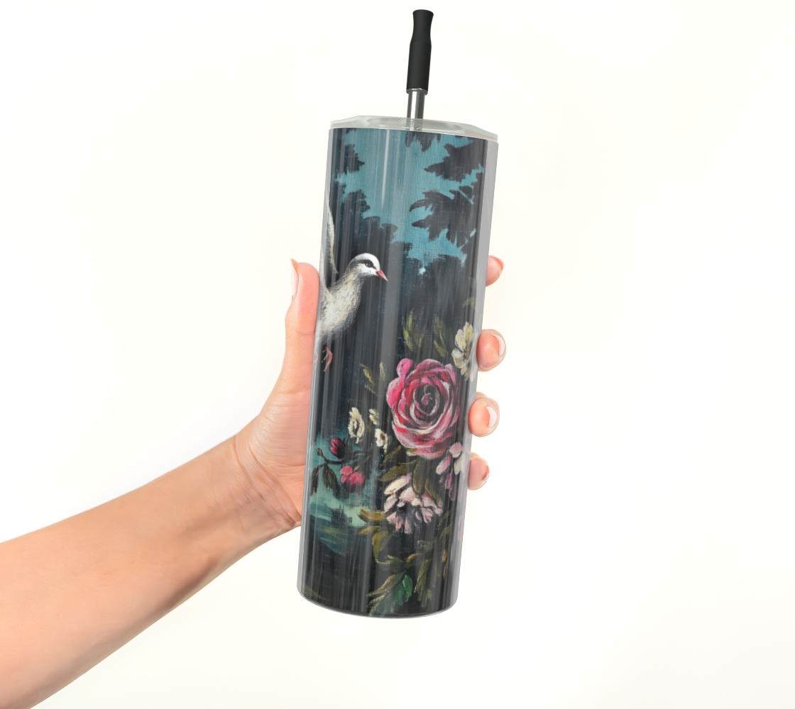 Dove & Roses Branch Stainless Steel Tumbler | Faith-Inspired Farmhouse Drinkware