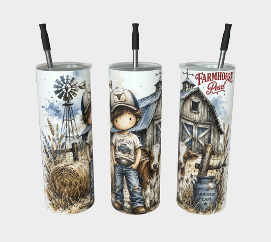 Farm Boy Life Stainless Steel Tumbler | Farmhouse Kids Drinkware