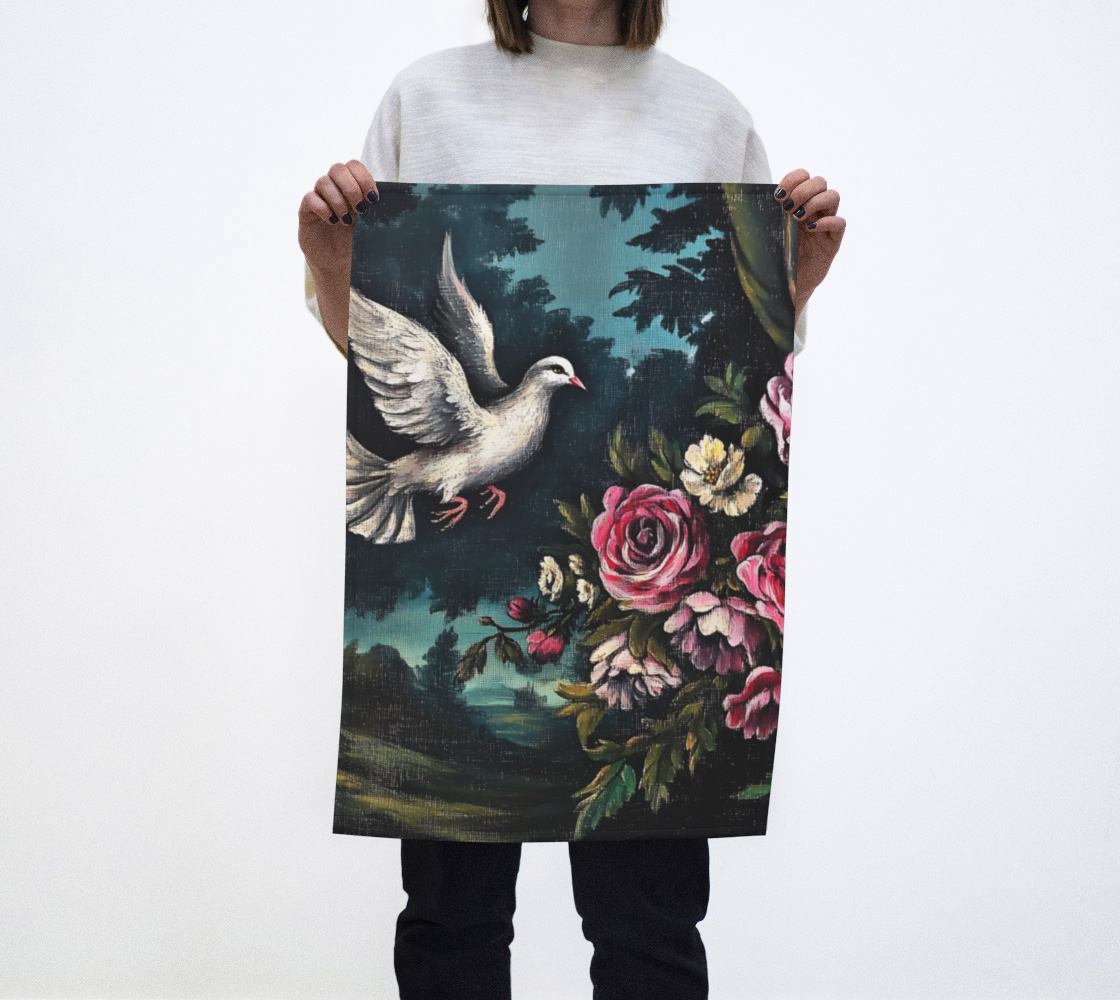 Dove and Roses Tea Towel | Faith-Inspired Kitchen Accent