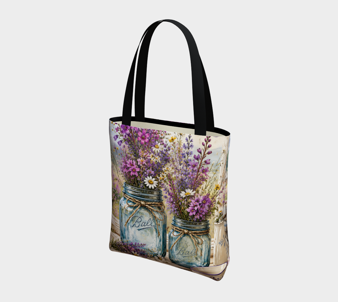 Wildflowers in Mason Jars Canvas Tote Bag