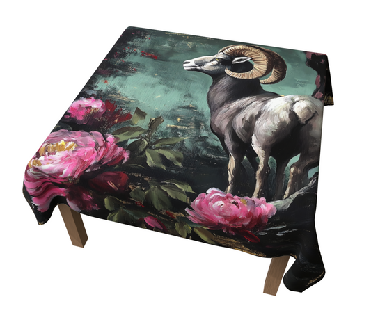 Ram & Roses 2 Tablecloth | Western Farmhouse Table Linen