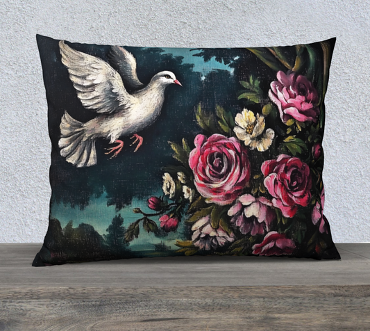 Dove & Rose Lumbar Pillow Case | Faith-Inspired Farmhouse Home Accent