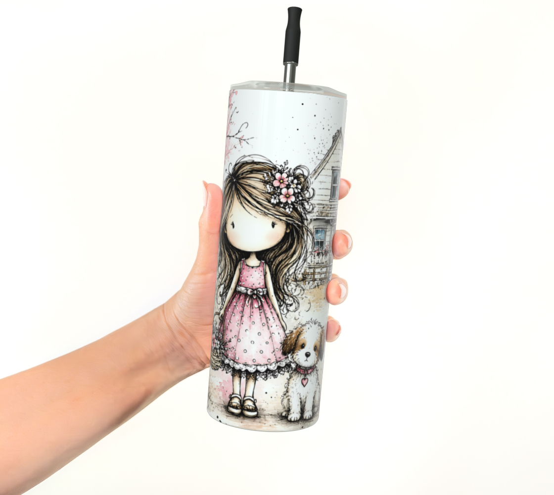Prairie Girl & Dog Stainless Steel Tumbler | Farmhouse Drinkware